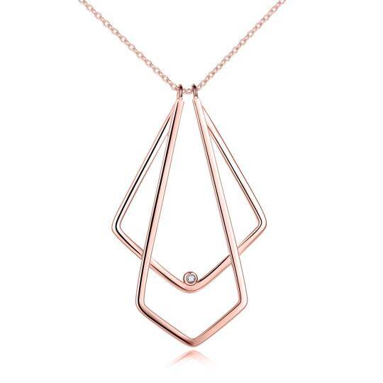 Sterling Silver with Rose Gold Plated Cubic Zirconia Ring Holder Necklace for Women