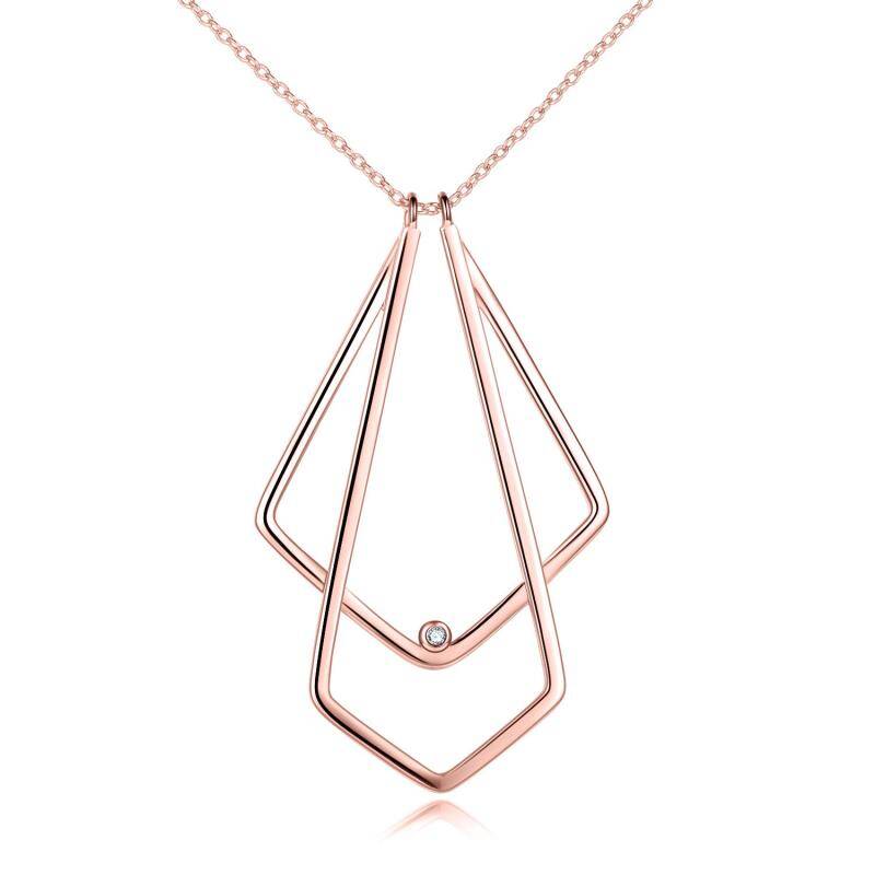 Colar de suporte de anel de zircônia cúbica banhado a ouro rosa e prata esterlina para mulheres-17
