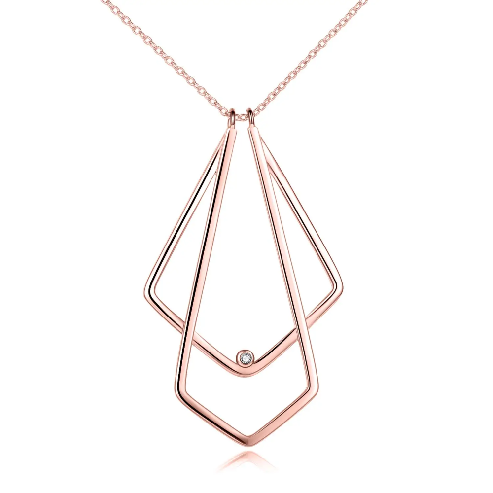 Sterling Silver with Rose Gold Plated Cubic Zirconia Ring Holder Necklace for Women-3