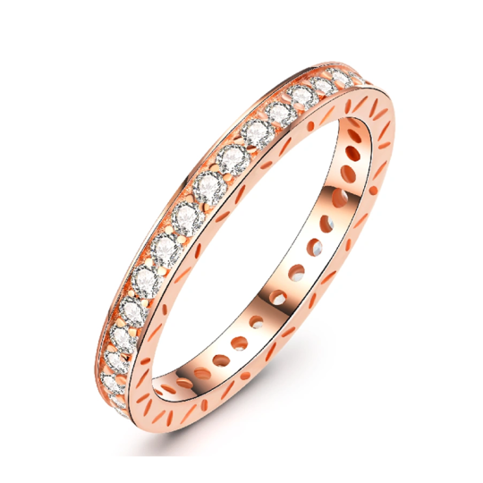 Sterling Silver with Rose Gold Plated Cubic Zirconia Ring