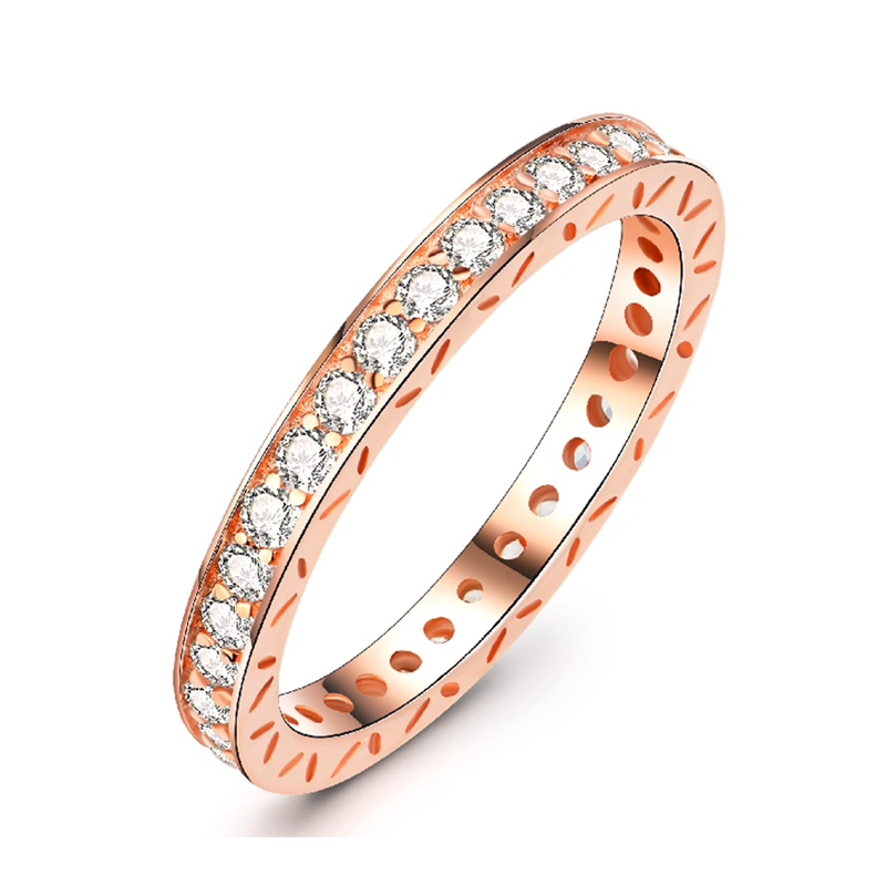 Sterling Silver with Rose Gold Plated Cubic Zirconia Ring-14