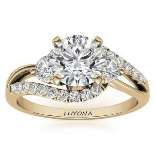 Sterling Silver with Rose Gold Plated Round Moissanite Couple Engagement Ring-3
