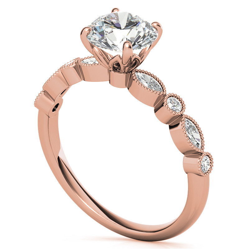 Sterling Silber mit Rose Gold plattiert Runde Moissanite personalisierte Gravur & Paar Ver-2