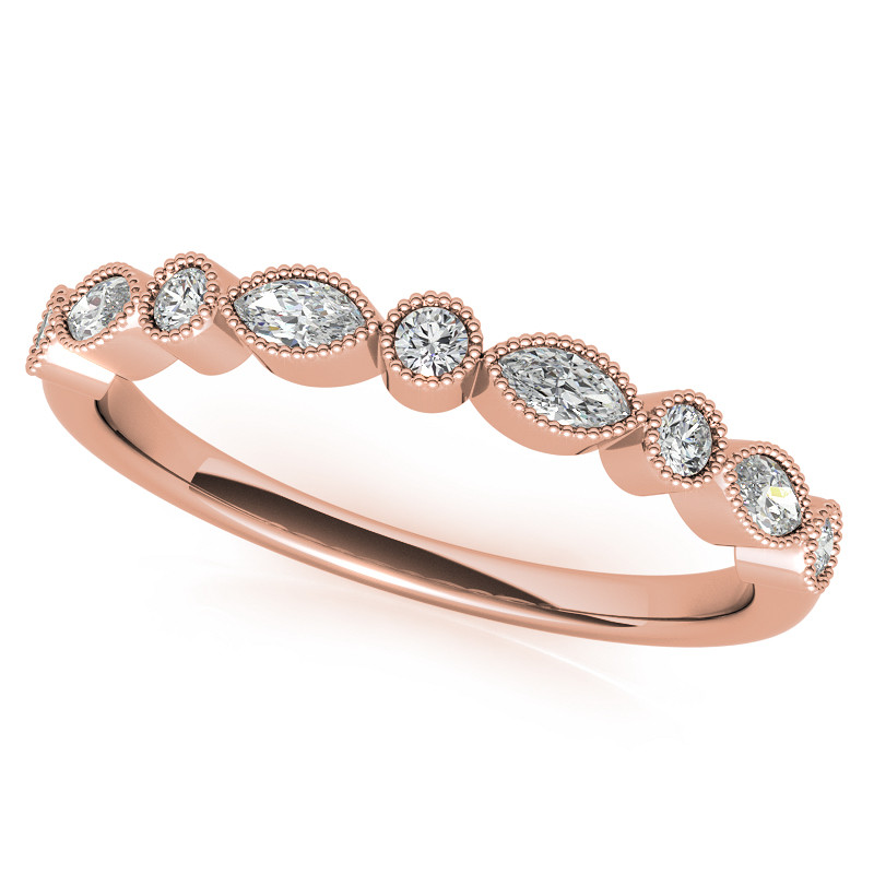 Sterling Silber mit Rose Gold plattiert Runde Moissanite personalisierte Gravur & Paar Ver-3