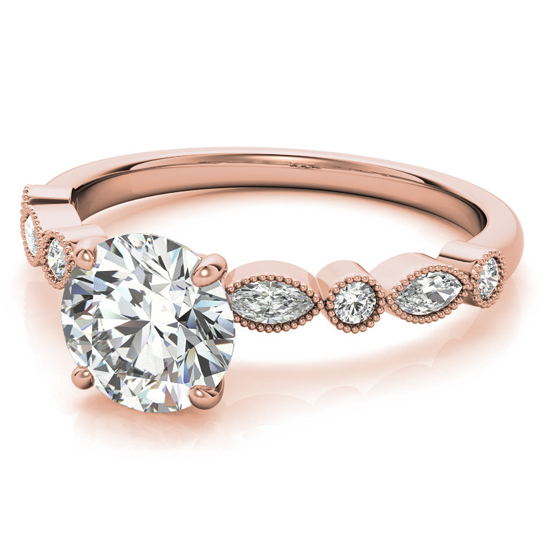 Sterling Silber mit Rose Gold plattiert Runde Moissanite personalisierte Gravur & Paar Ver-4