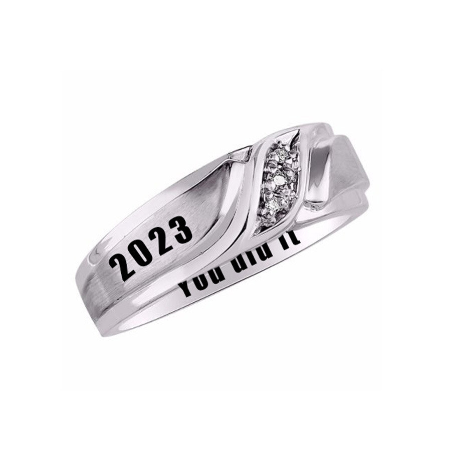Sterling Silver with Rose Gold Plated Round Zircon Graduation Girl Birthstone Ring-1