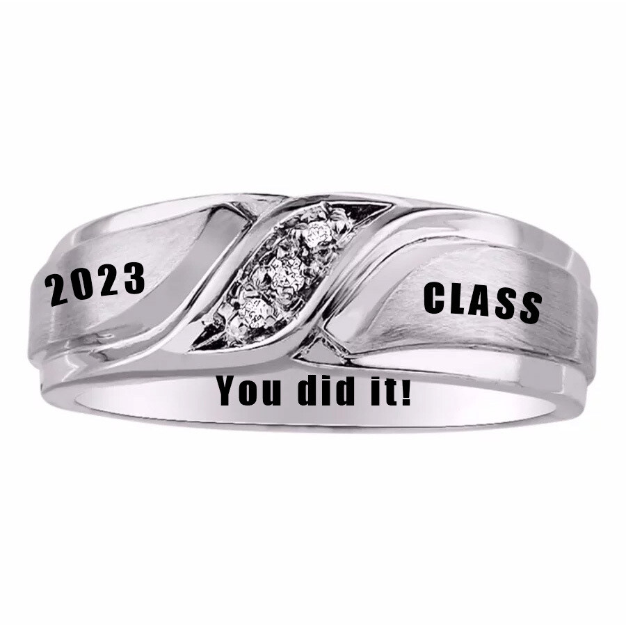 Sterling Silver with Rose Gold Plated Round Zircon Graduation Girl Birthstone Ring-3