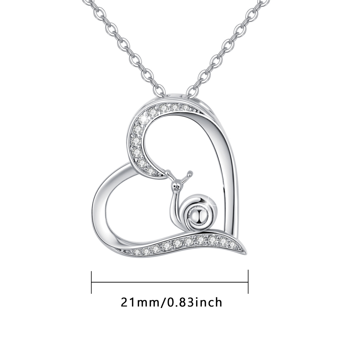 Sterling Silver with Rose Gold Plated Round Zircon Heart Cable Chain Necklace-3