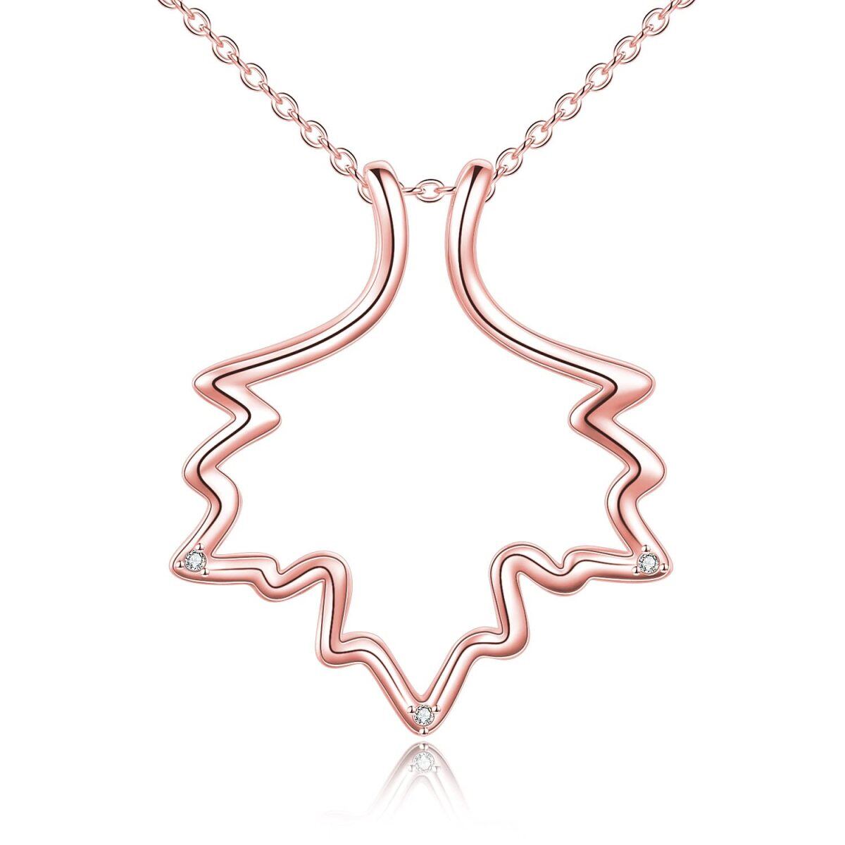 Collier en argent sterling avec pendentif en zircon rond plaqué or rose-1