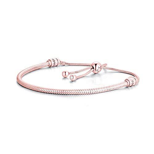 Pulseira de prata esterlina com corrente de cobra banhada a ouro rosa-1