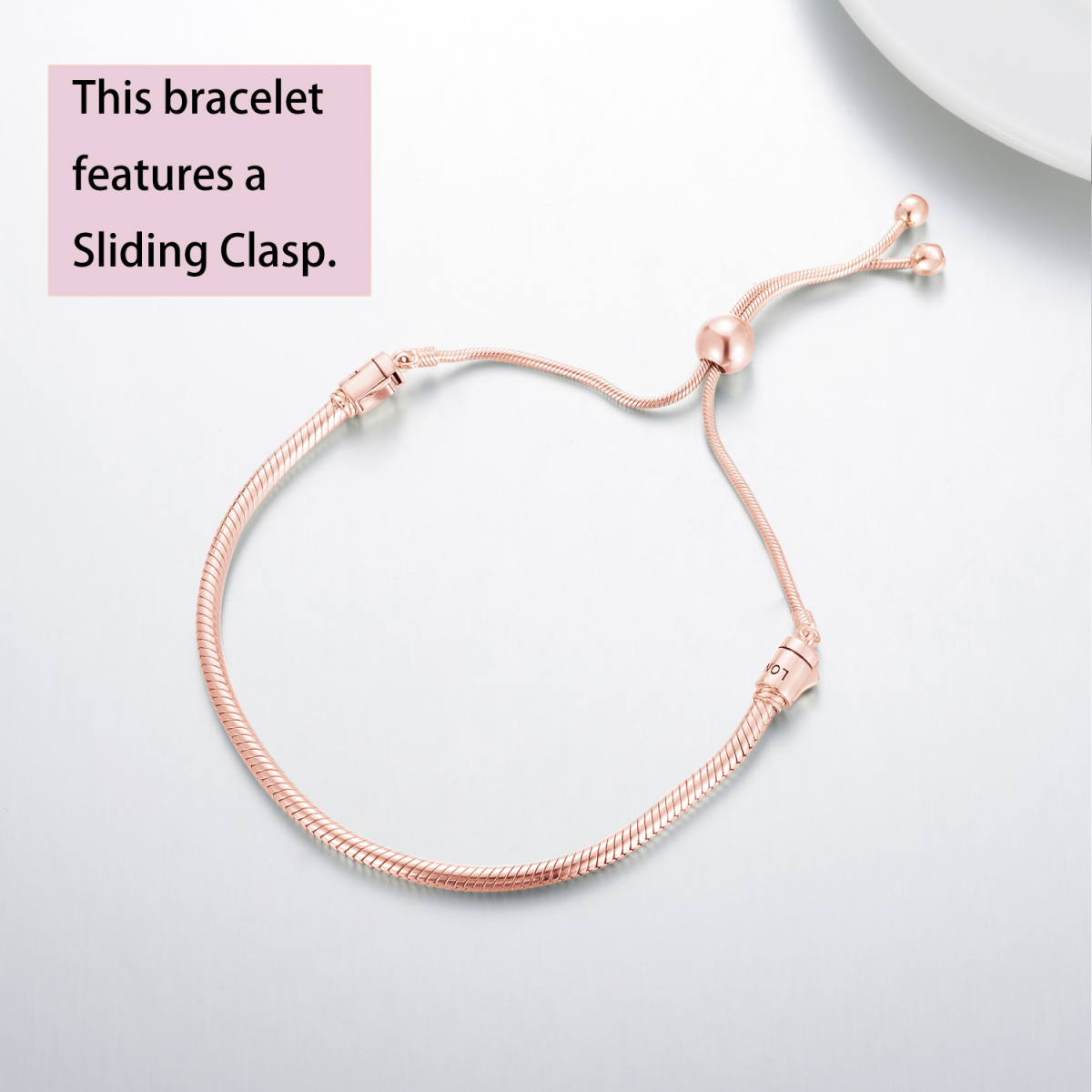 Sterling Silver with Rose Gold Plated Snake Chain Bracelet-3