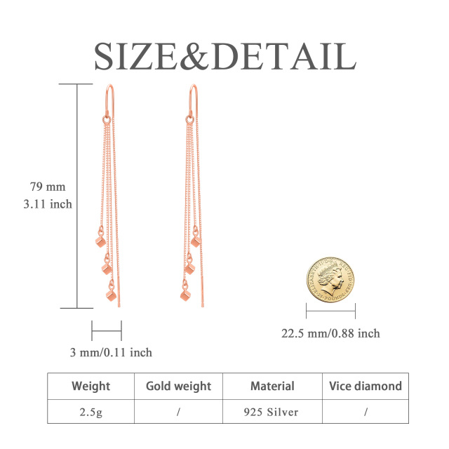 Sterling zilver met roségoud vergulde vierkante oorbellen-6