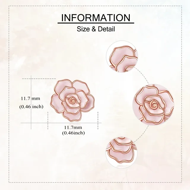 Sterling Silver with Rose Gold Plated Rose Stud Earrings-5