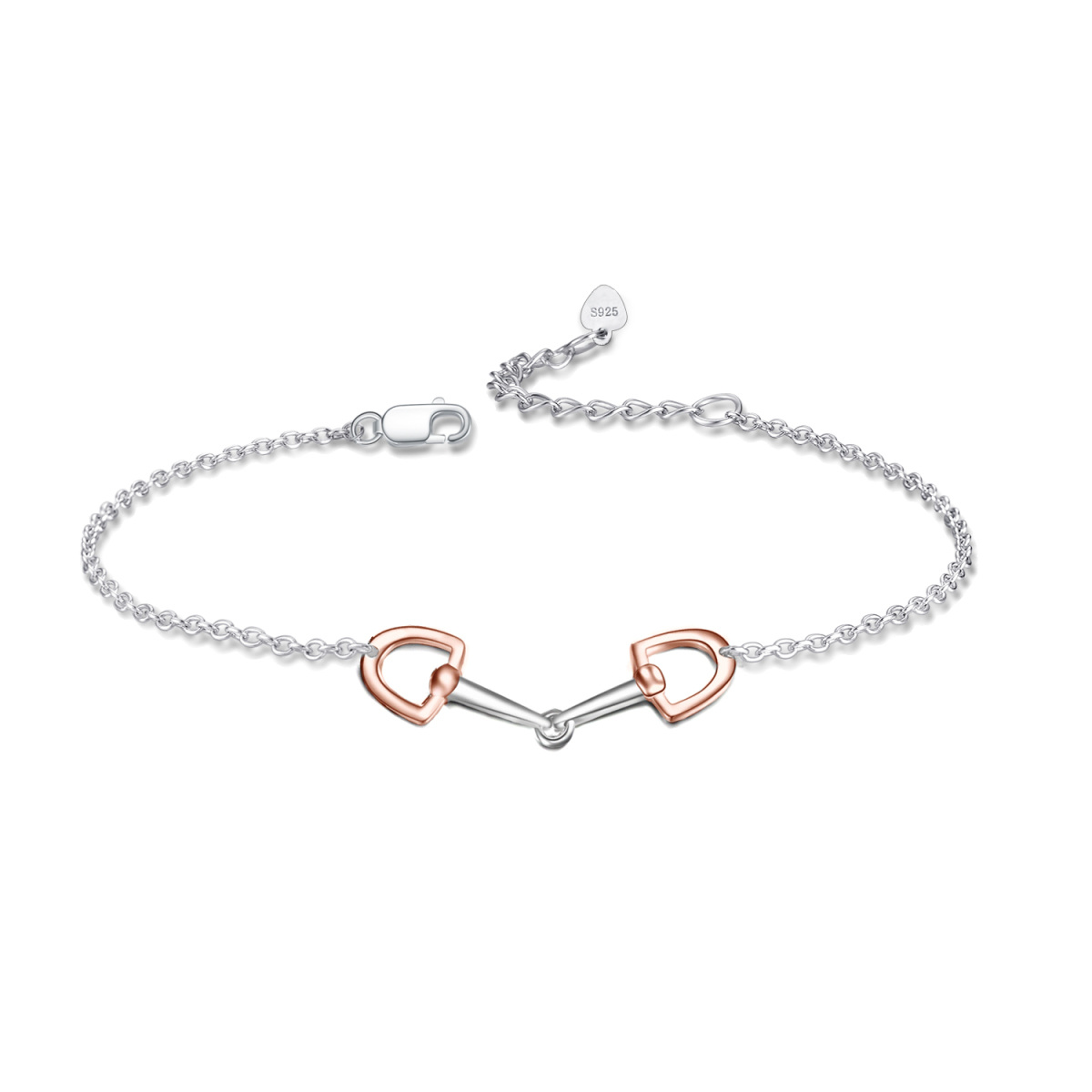 Zweifarbiges Armband mit Hufeisenanhänger aus Sterlingsilber mit Roségoldbeschichtung für Damen-1