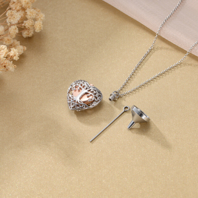 Sterling Silber mit Rose vergoldet Baum des Lebens & Herz Urne Halskette-3