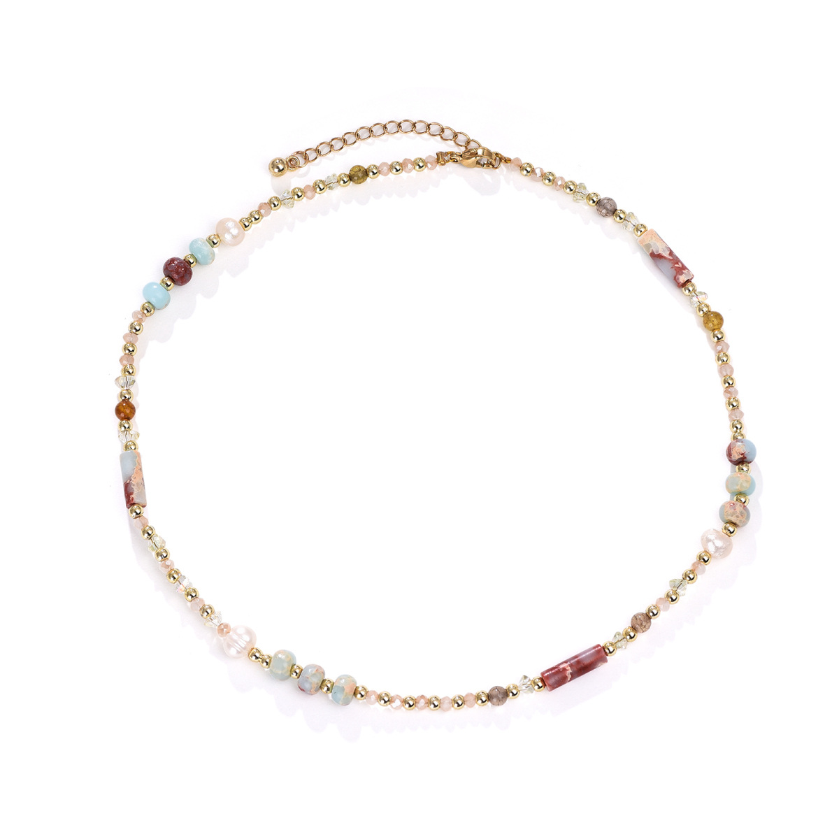 Sterling Silver with Rose Gold Plated Turquoise Bead Cable Chain Necklace-1