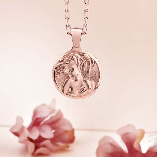 Collana con ciondolo Vergine in argento sterling placcato oro rosa-3