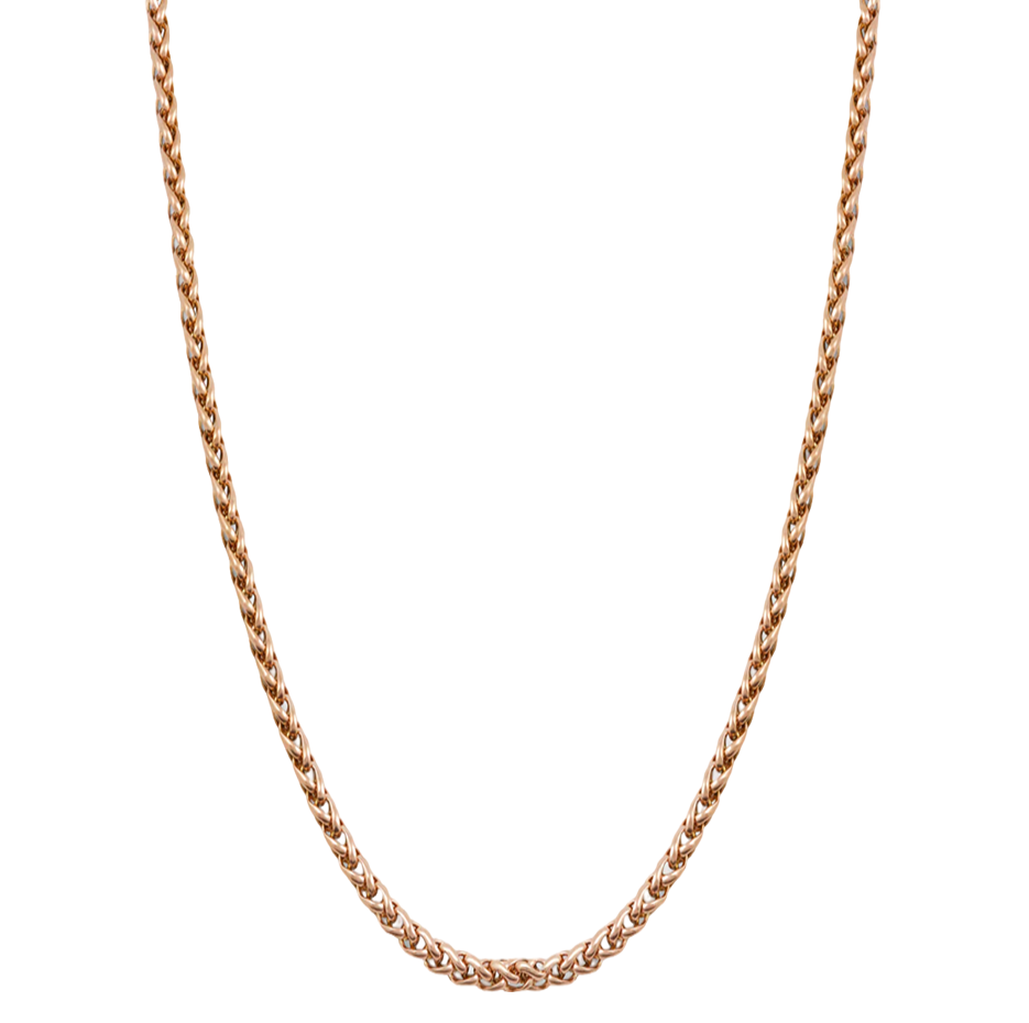 Collar de cadena de espigas de trigo de plata de ley con baño de oro rosa para hombre de 3 mm-1