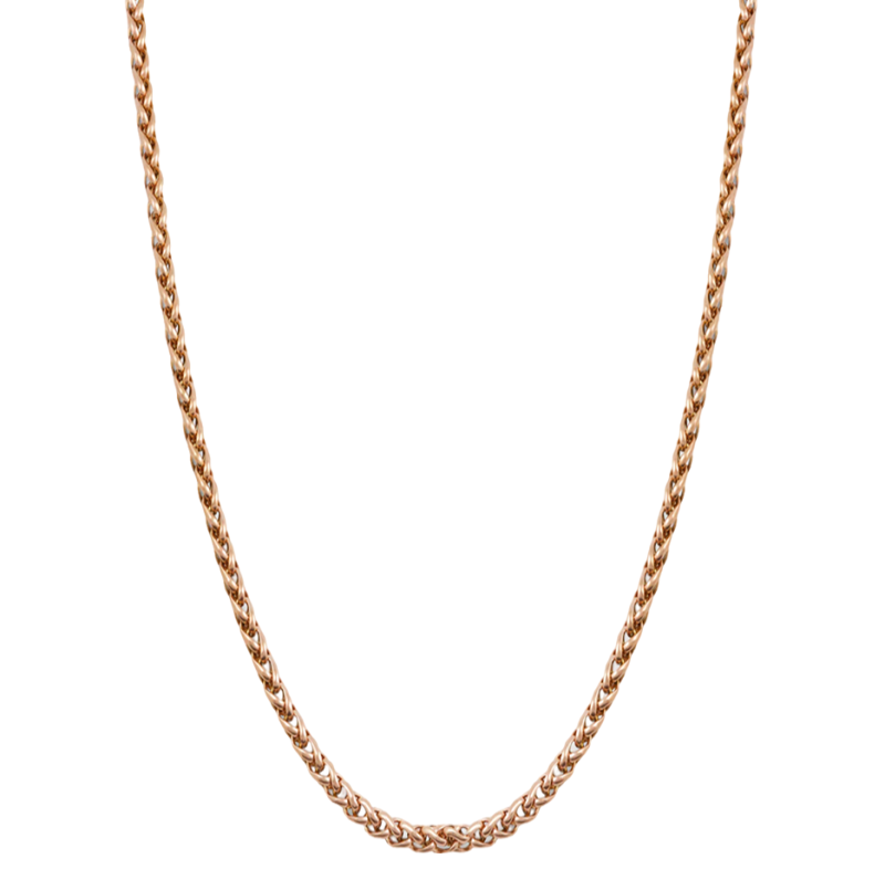 10K Rose Gold Wheat Chain Necklace for Men 3mm-1