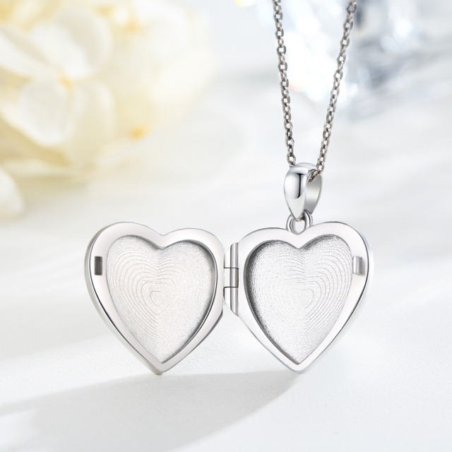 Collier porte-photo personnalisé en argent rose et coeur-5