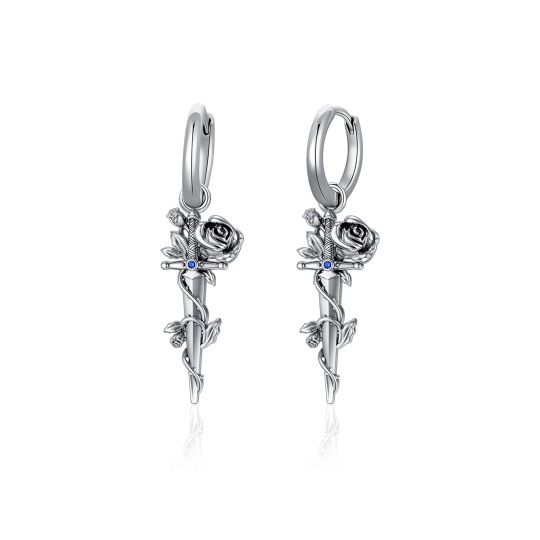 Boucles d'oreilles en argent sterling avec zircon cubique et rose