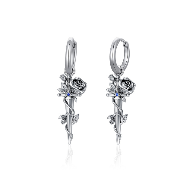 Boucles d'oreilles en argent sterling avec zircon cubique et rose-1