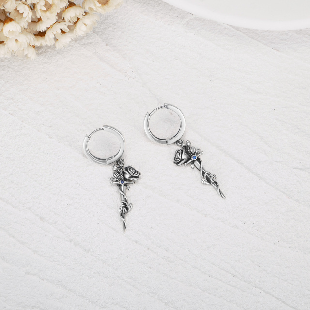 Boucles d'oreilles en argent sterling avec zircon cubique et rose-3