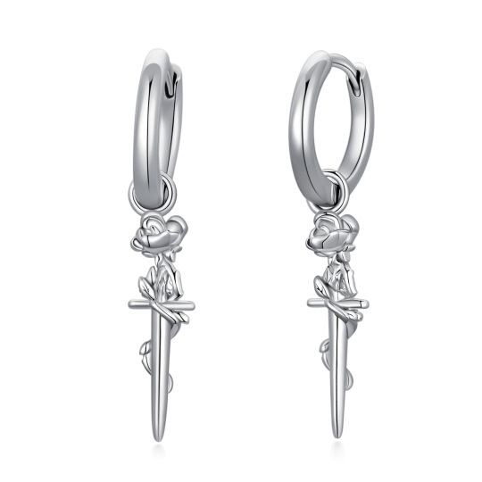 Boucles d'oreilles en argent sterling en forme de rose