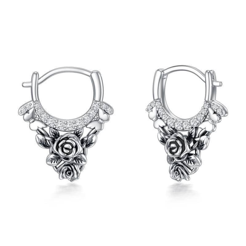 Boucles d'oreilles en argent sterling en forme de rose-1