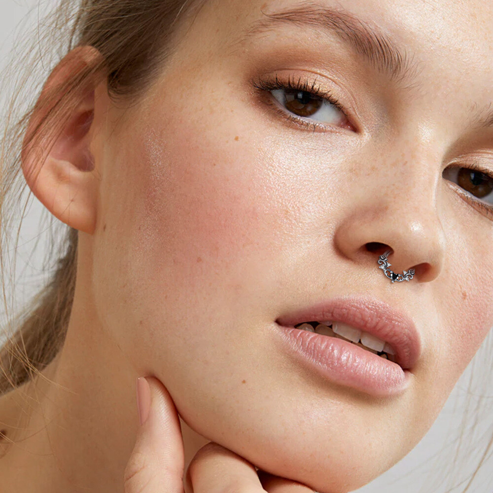 Sterling Silver Rose Nose Ring-2