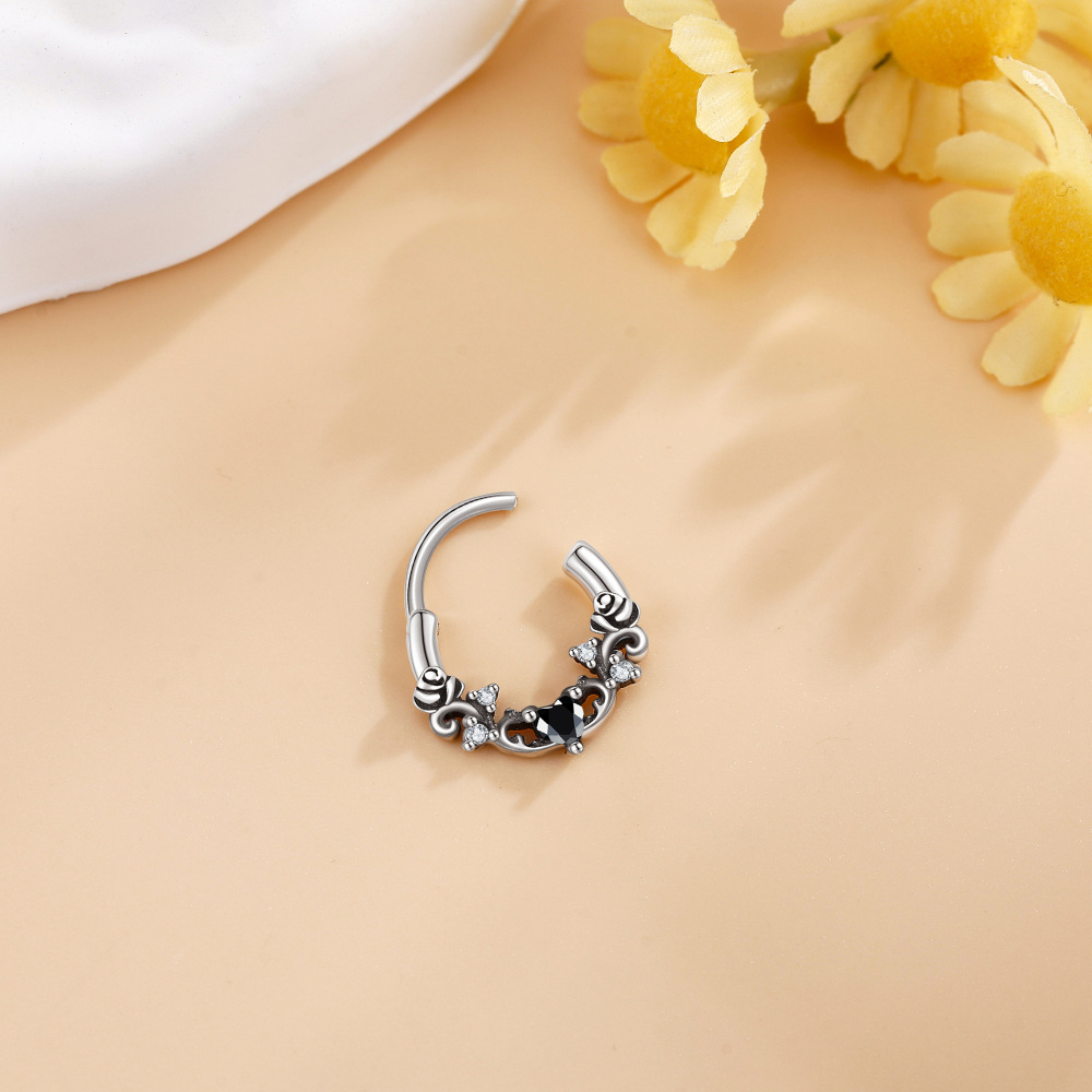 Sterling Silver Rose Nose Ring-3