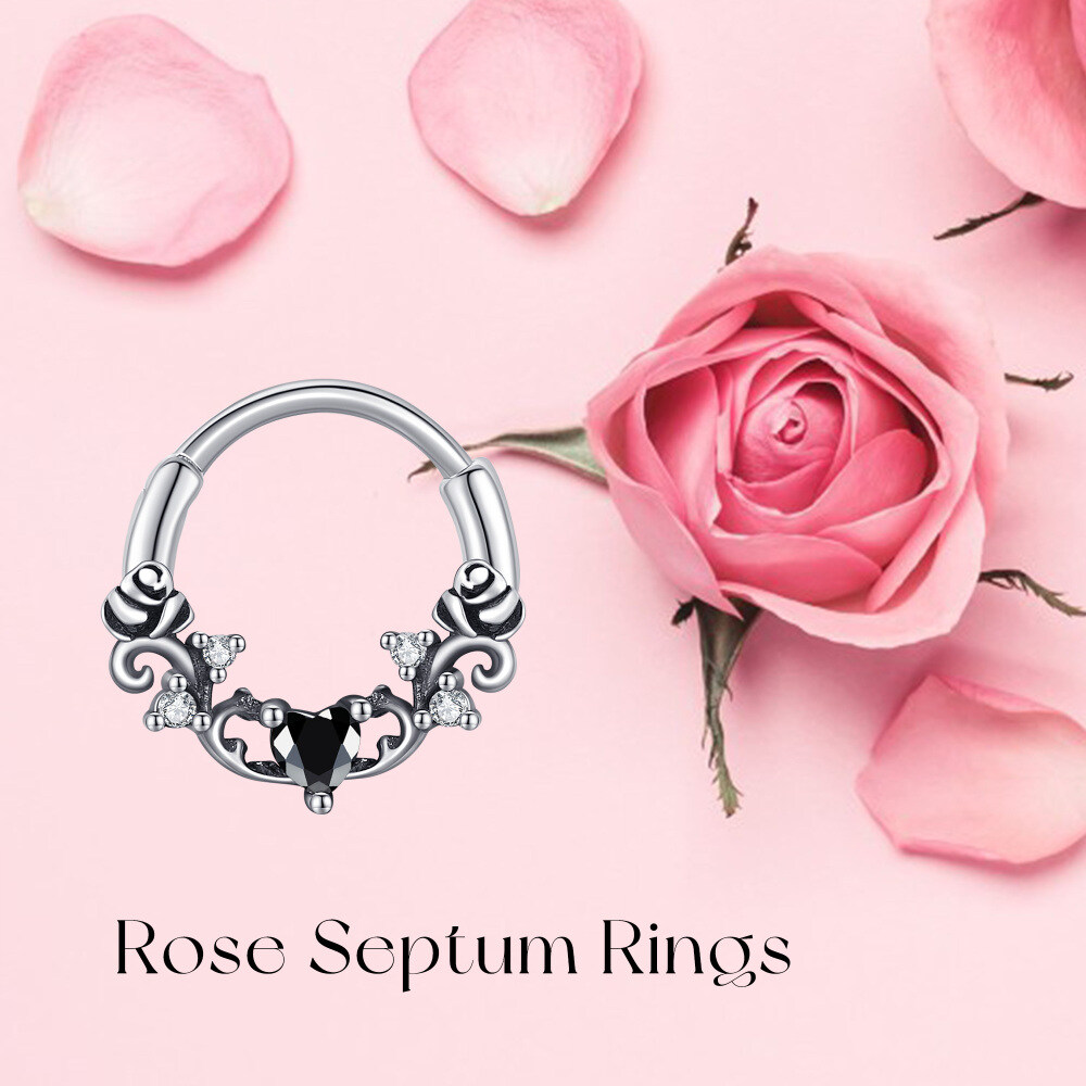 Sterling Silver Rose Nose Ring-6