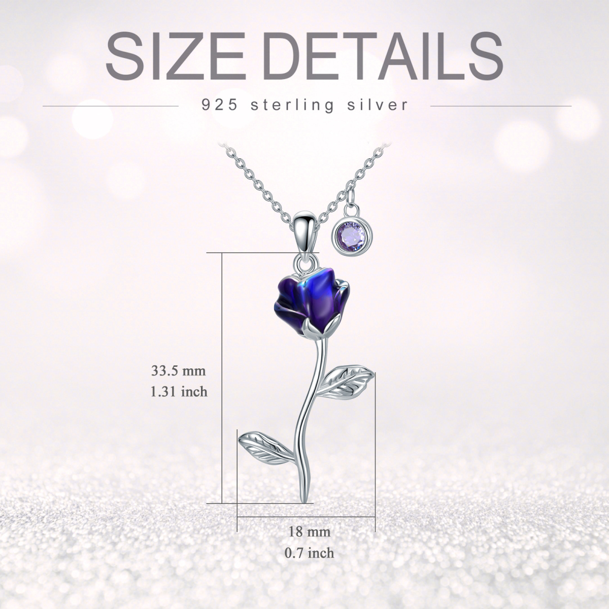 Sterling Silver Cubic Zirconia Rose Pendant Necklace-3