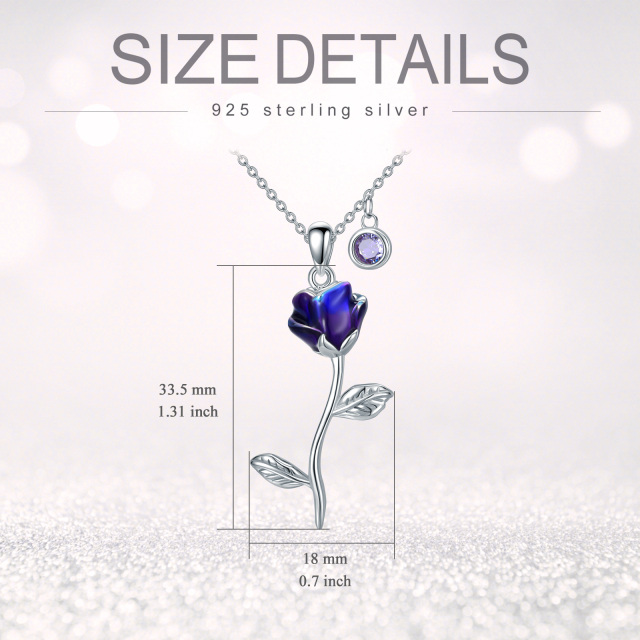 Sterling zilveren Cubic Zirconia Rose Hanger ketting-3