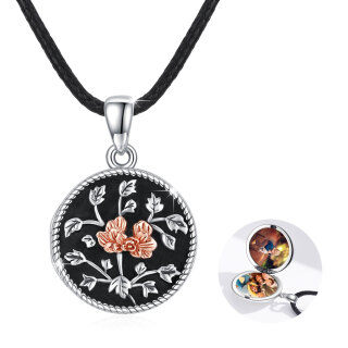 Sterling Silver Two-tone Rose Personalized Photo Locket Necklace-56