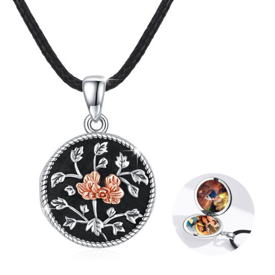 Sterling Silver Rose Personalized Photo Locket Necklace