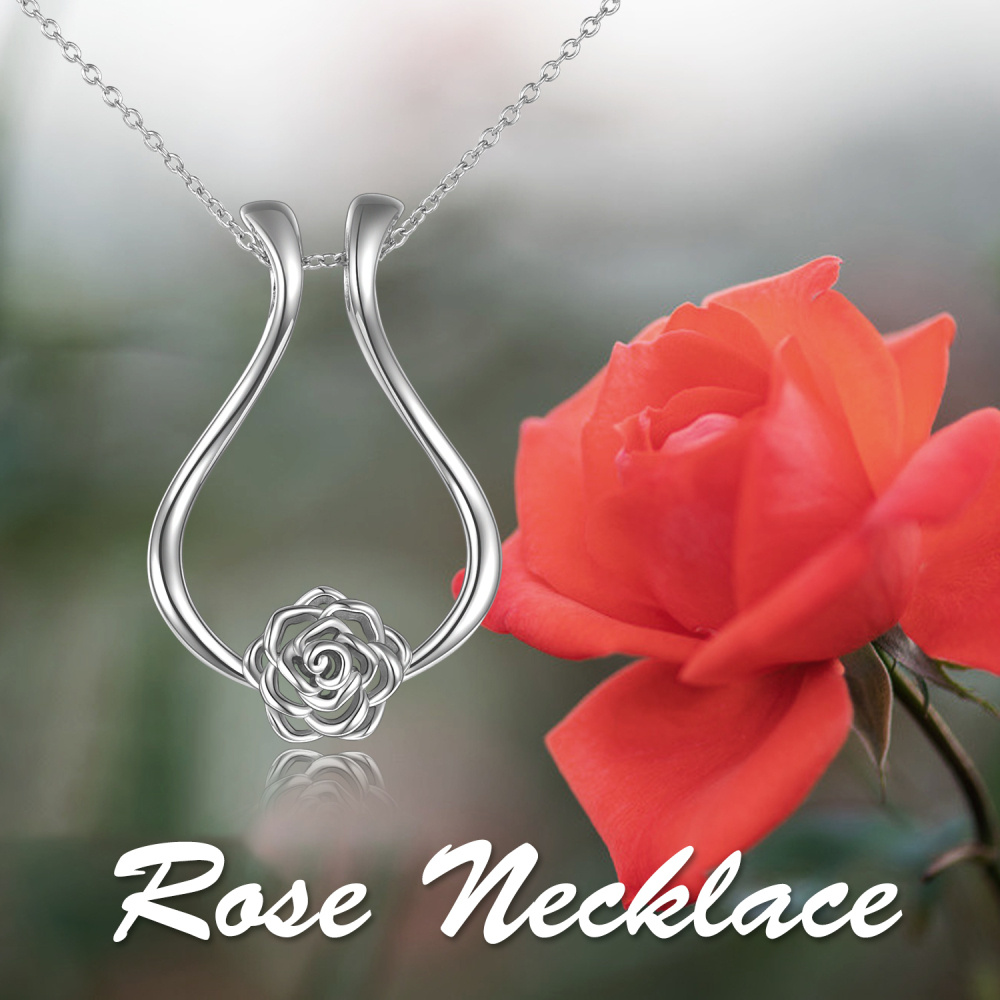 Halskette mit Ringanhänger aus Sterlingsilber mit Rosenmotiv-4
