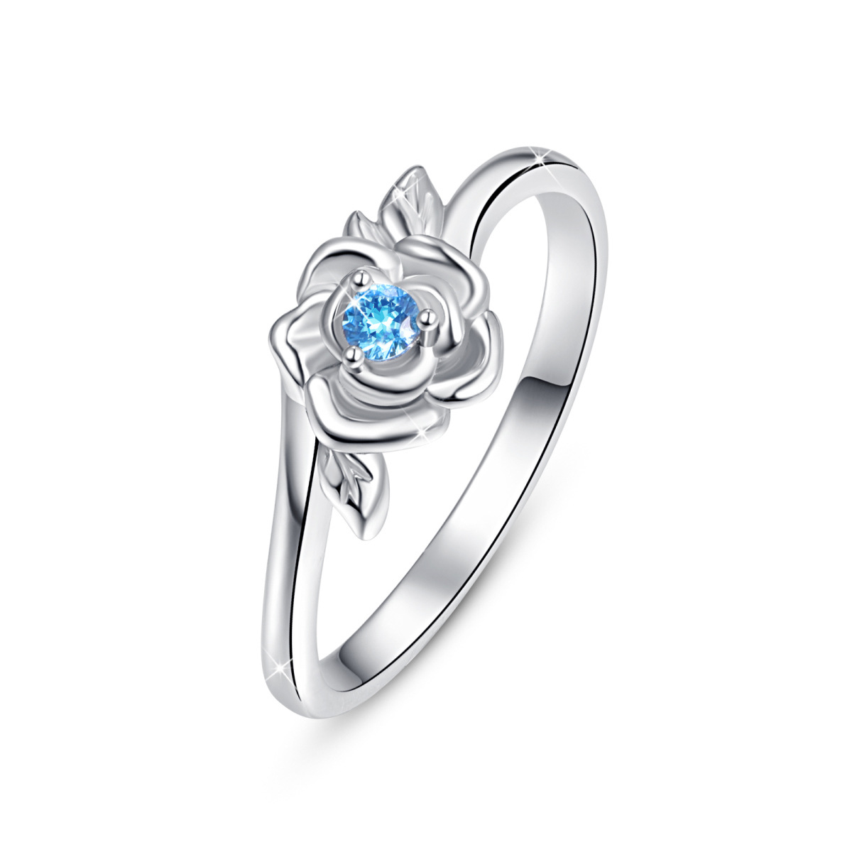 Sterling Silber Ring mit Rosenmotiv und Zirkonia-1