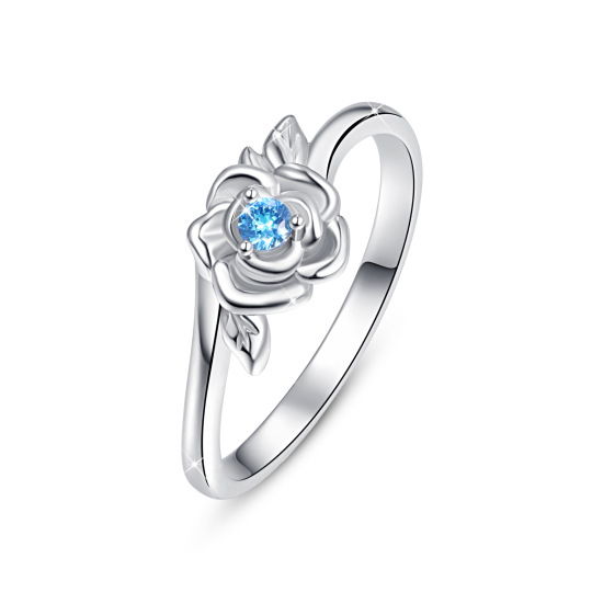 Sterling Silber Ring mit Rosenmotiv und Zirkonia