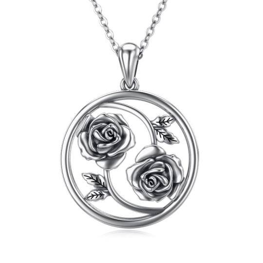 Collier en argent sterling avec pendentif sœur rose