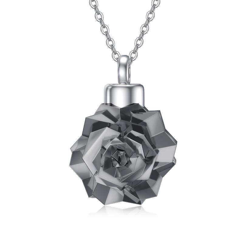 Sterling Silber Rose Urne Halskette-1