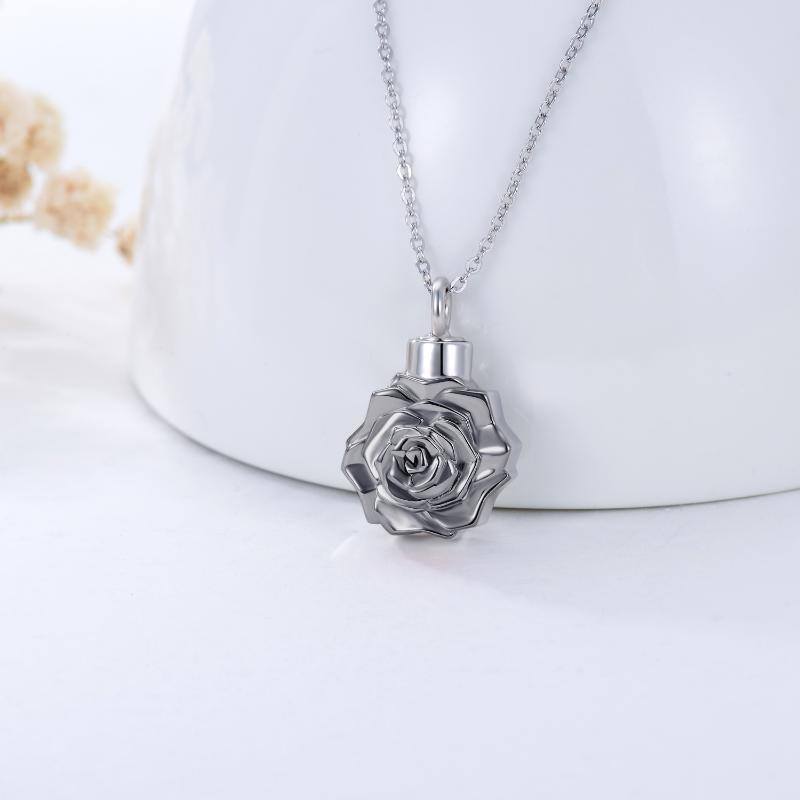 Sterling Silber Rose Urne Halskette-4