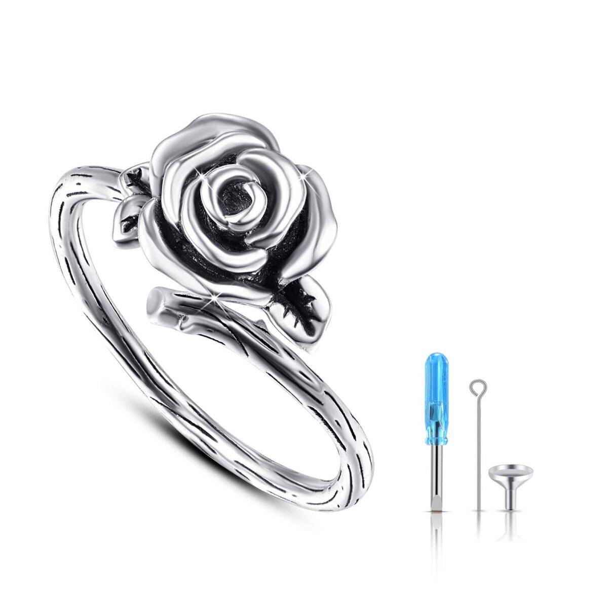 Sterling Silver Rose Urn Ring-1