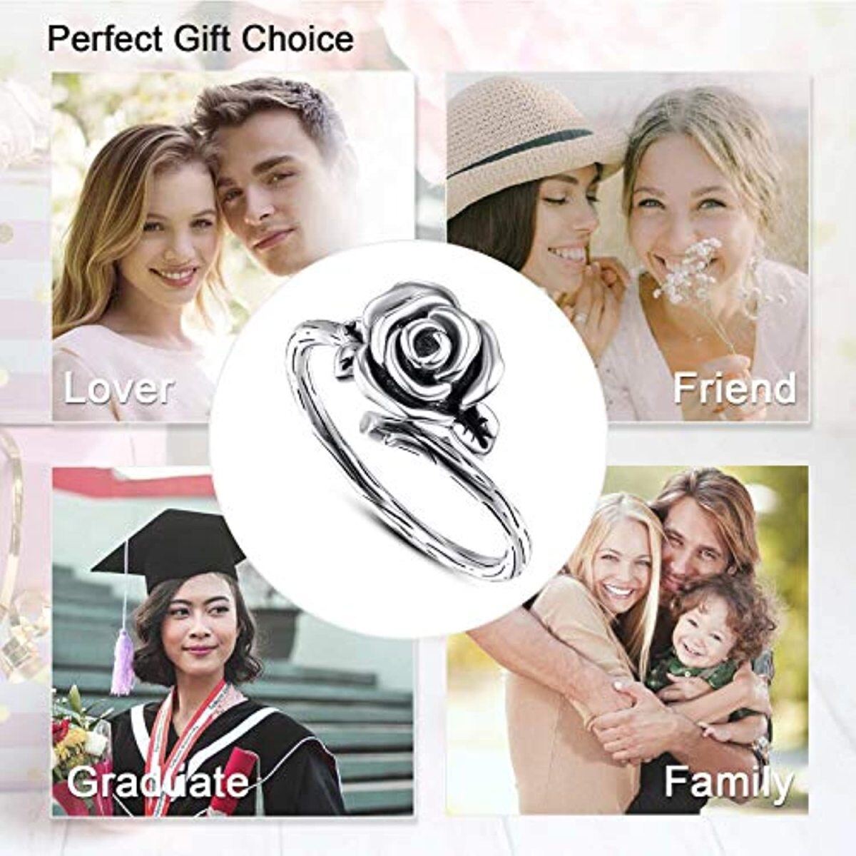 Sterling Silver Rose Urn Ring-5