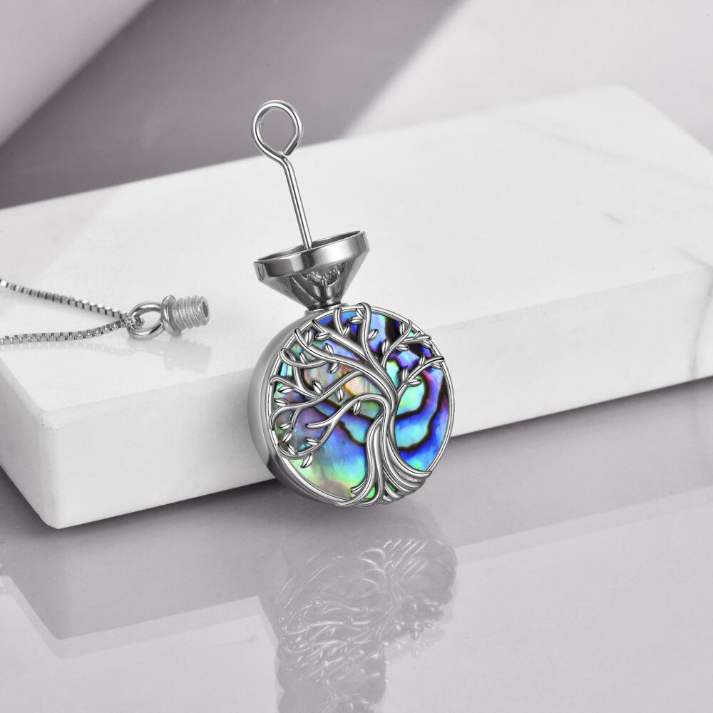 Collier Urne en argent sterling en forme d'abalone, de coquillage et d'arbre de vie-4