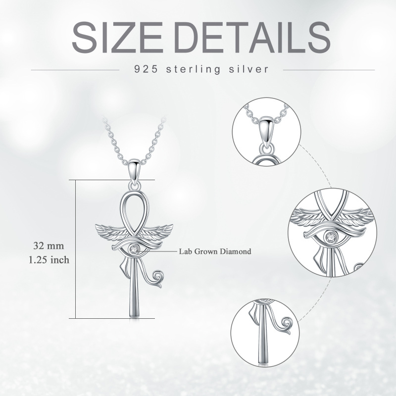 Sterling Silver Round Ankh Pendant Necklace-5