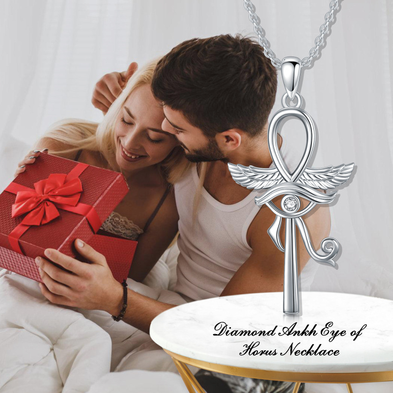 Sterling Silver Round Ankh Pendant Necklace-6