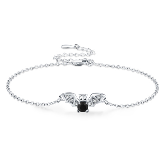 Bracelet en argent sterling avec pendentif chauve-souris en zircon cubique rond