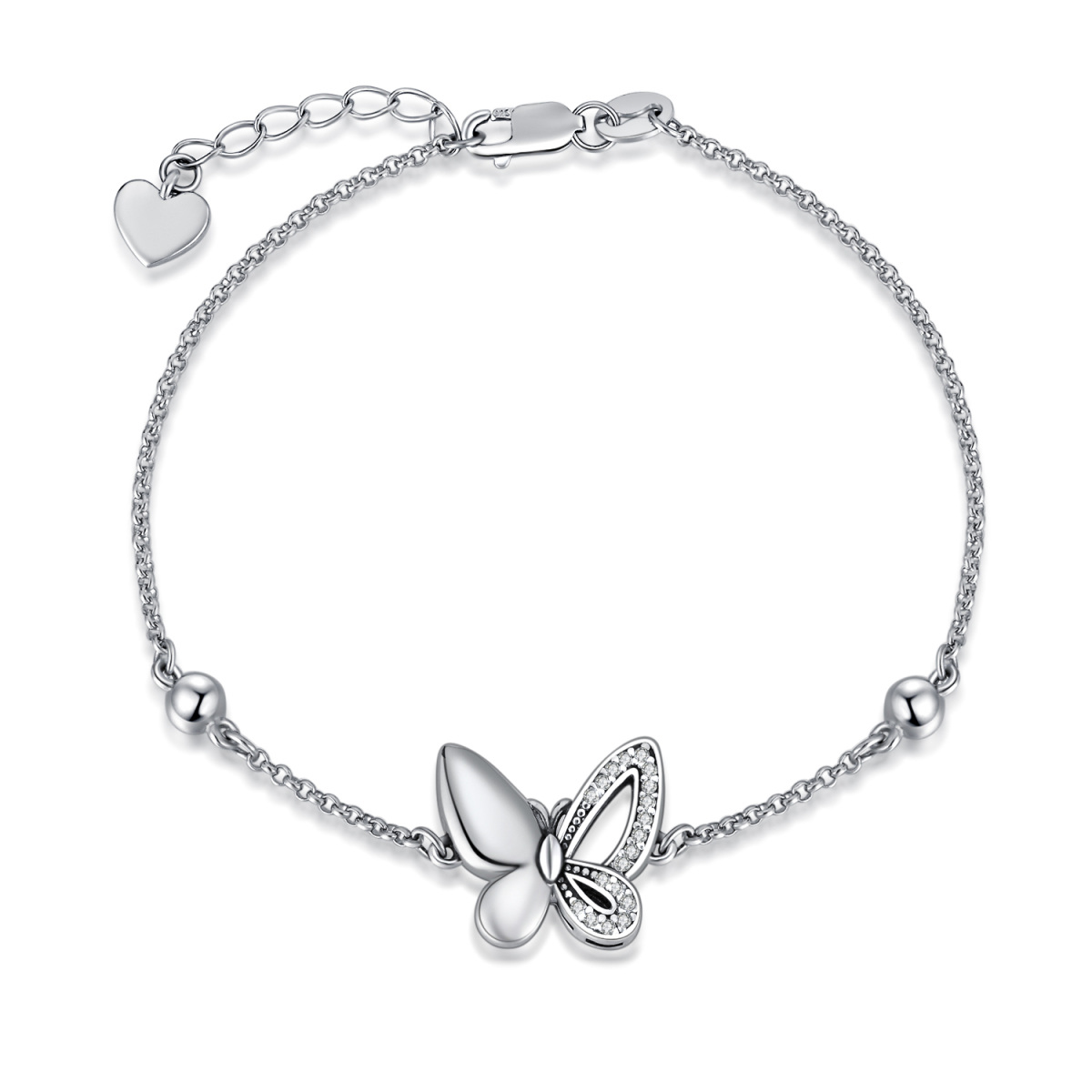 Bracelet en argent sterling en forme d'urne papillon en zircone cubique pour les cendres-1