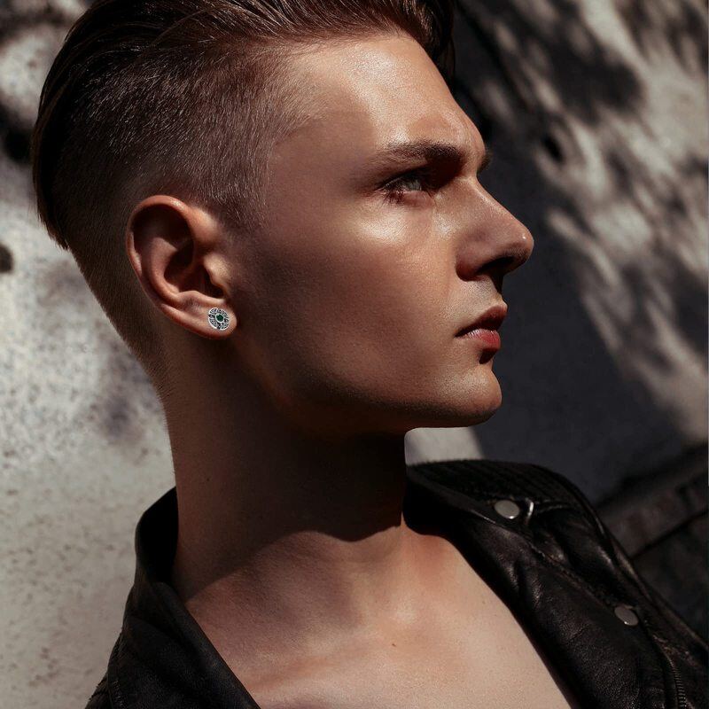 Sterling Silver Round Cubic Zirconia Celtic Knot Stud Earrings-2